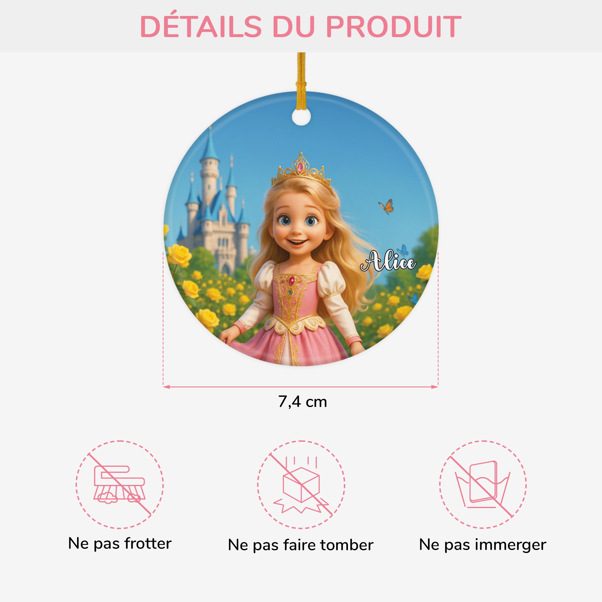 5825OFR3 ornement ceramique personnalise pour enfant avec photo ma petite princesse 5825o3q0k
