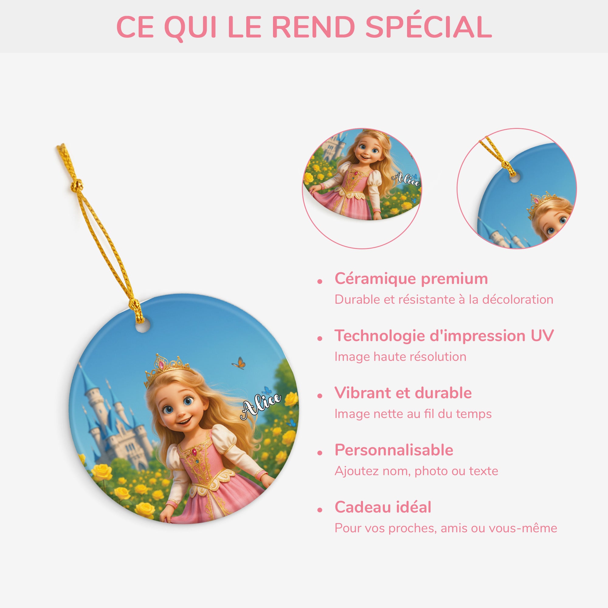 5825OFR4 ornement ceramique personnalise pour enfant avec photo ma petite princesse 5825o3q0k
