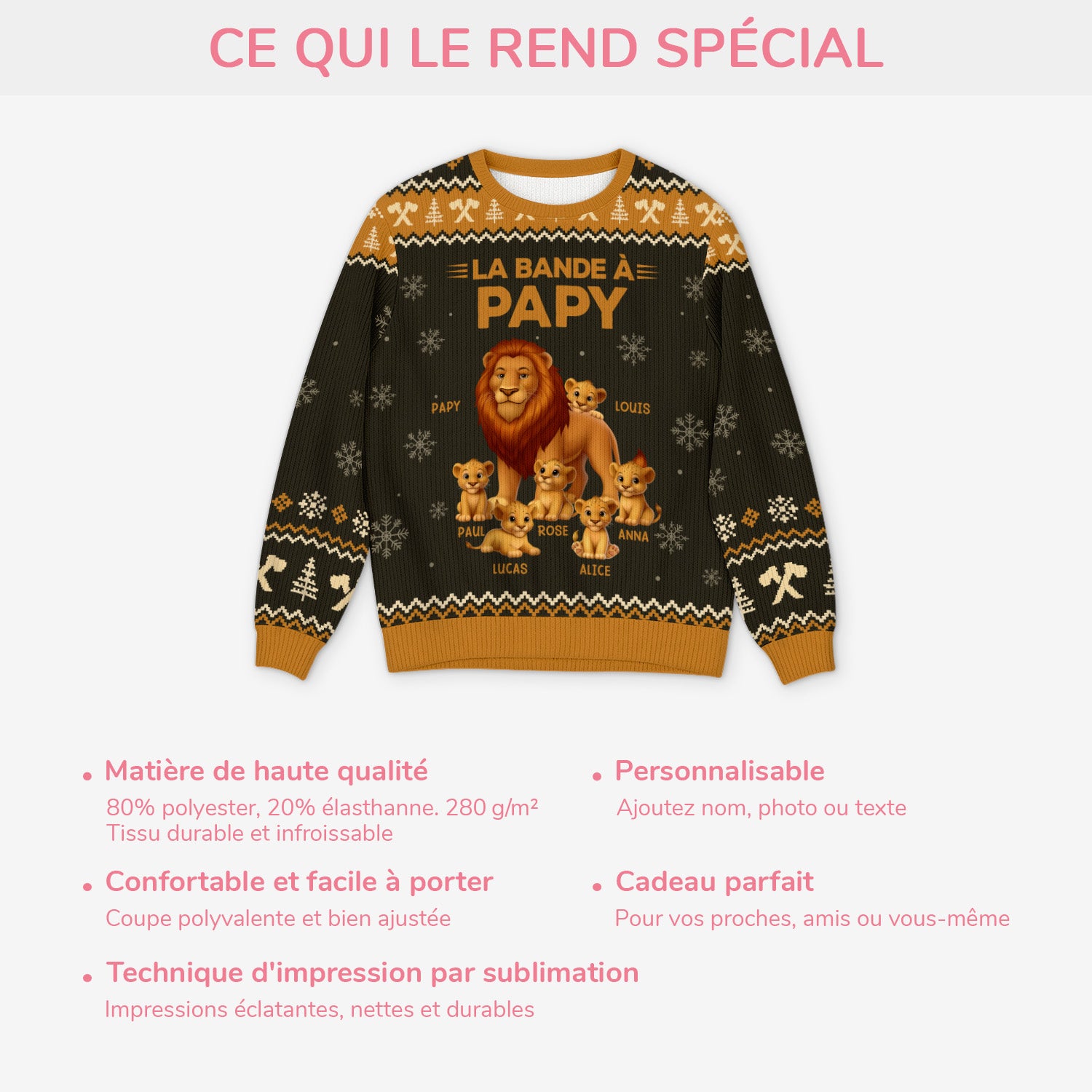 5826WFR5 pull moche personnalise la bande a papy lion 5826w6ttb