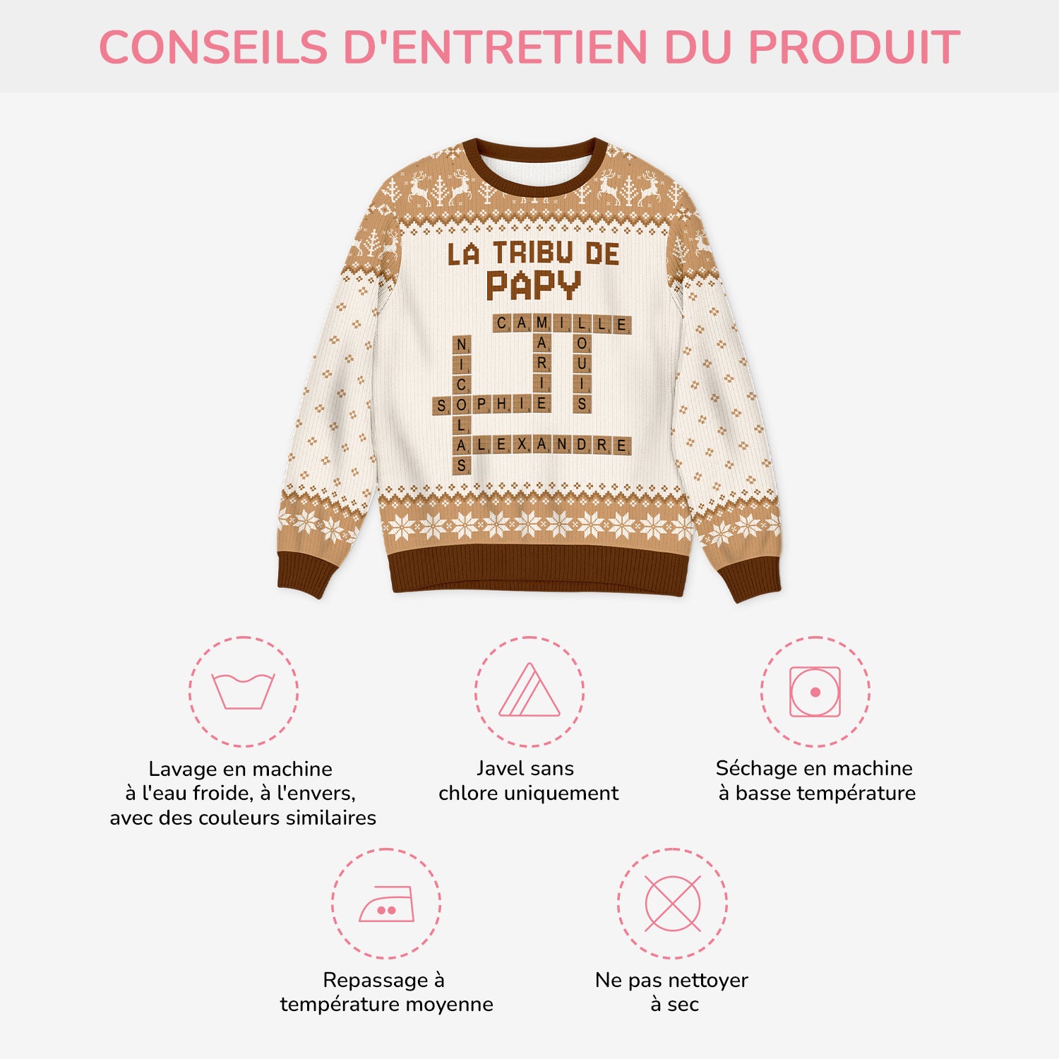5827WFR4 pull de noel moche personnalise la bande a mamie papy avec mots croises 5827w6qna