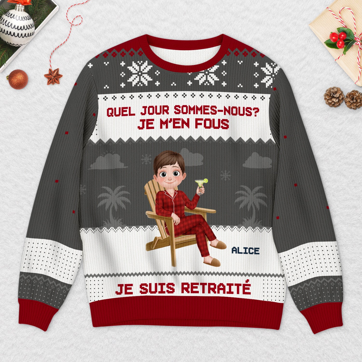 5829WFR2 pull moche de noel personnalise officiellement a la retraite 5829w6qca