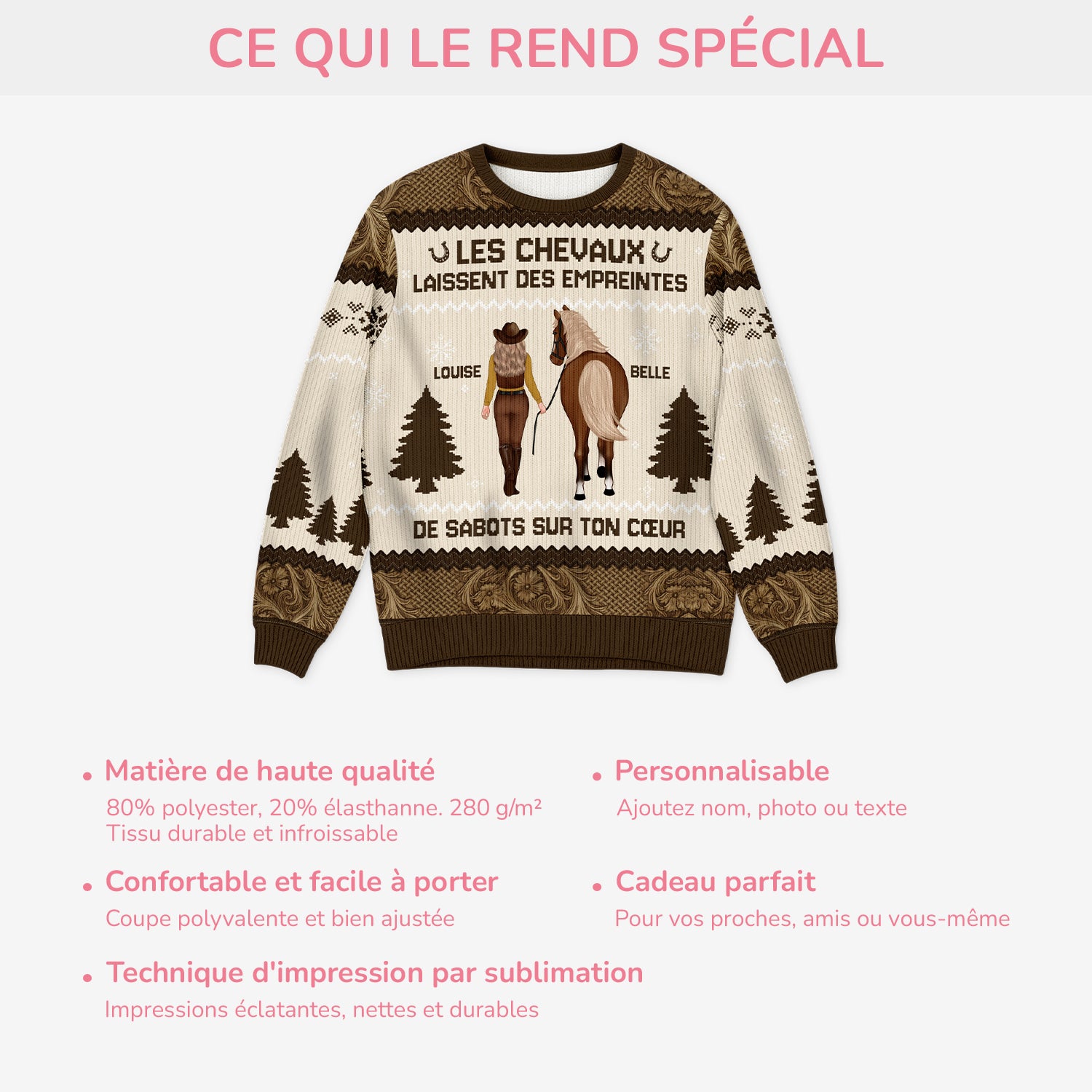 5830WFR5 pull moche de noel personnalise des empreintes de sabots 5830w6tna