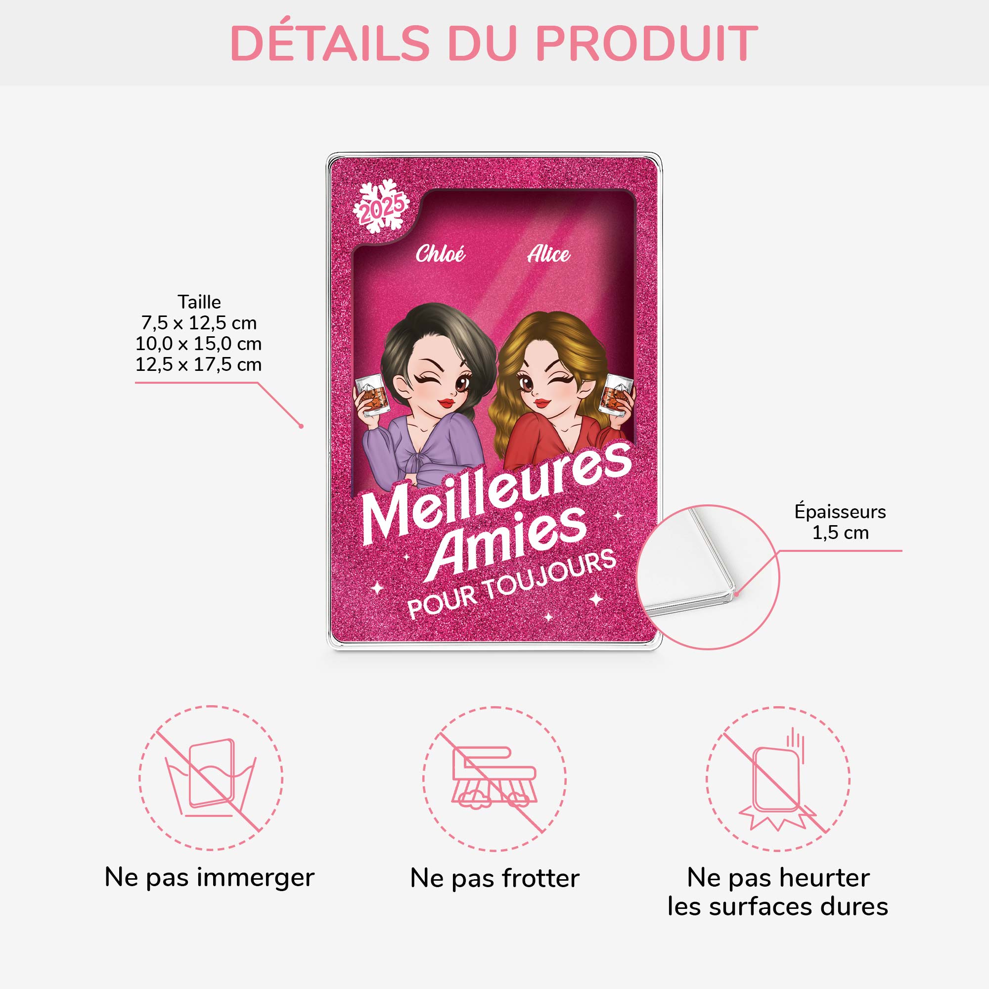 5832RFR3 plaque en acrylique rectangulaire personnalisee poupee meilleure amie 5832r8zaf