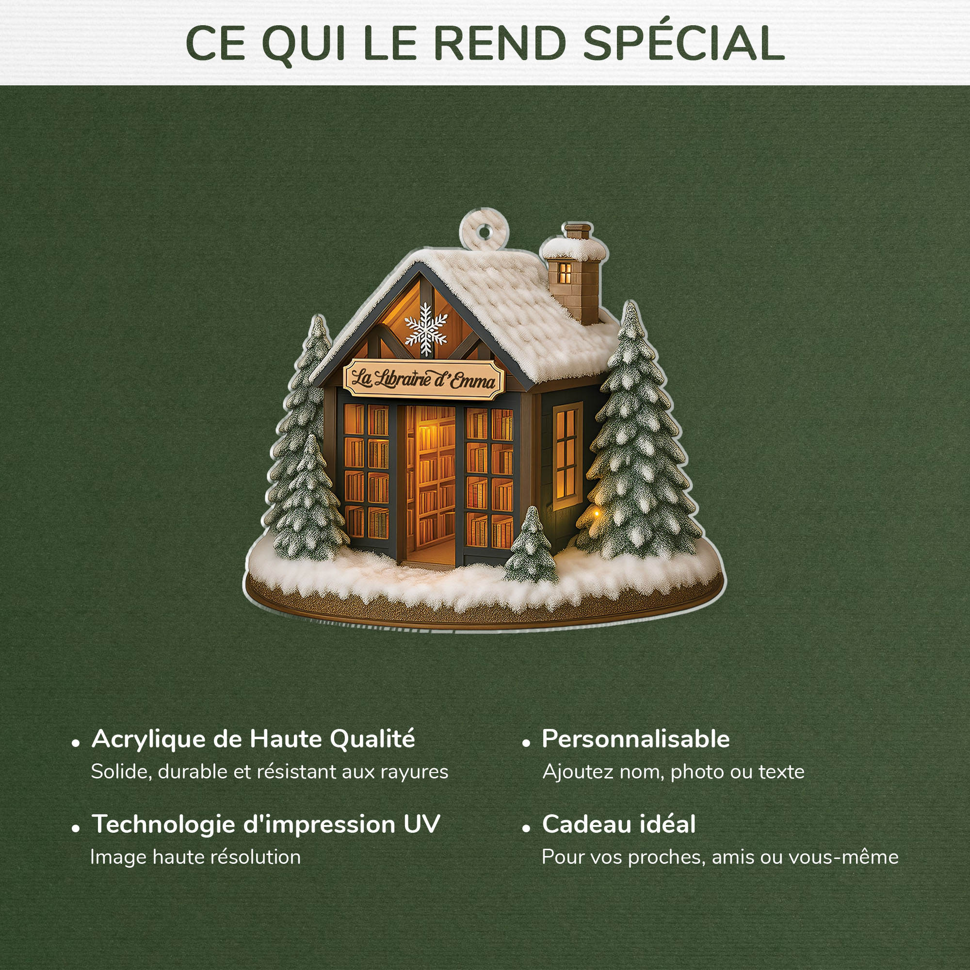 5833OFR4 ornement acrylique personnalise pour les amoureux des livres femme et homme ma librairie 5833okvqa