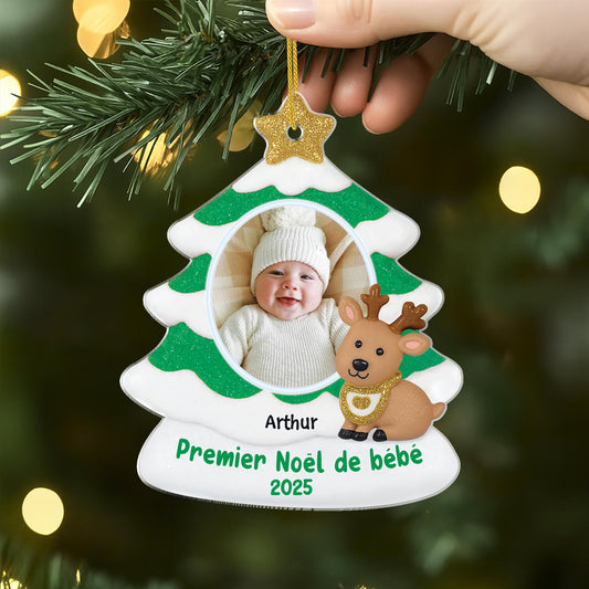 5838OFR2 ornement acrylique personnalise bebe avec photo mon premier noel rouge et blanc 5838o3zak