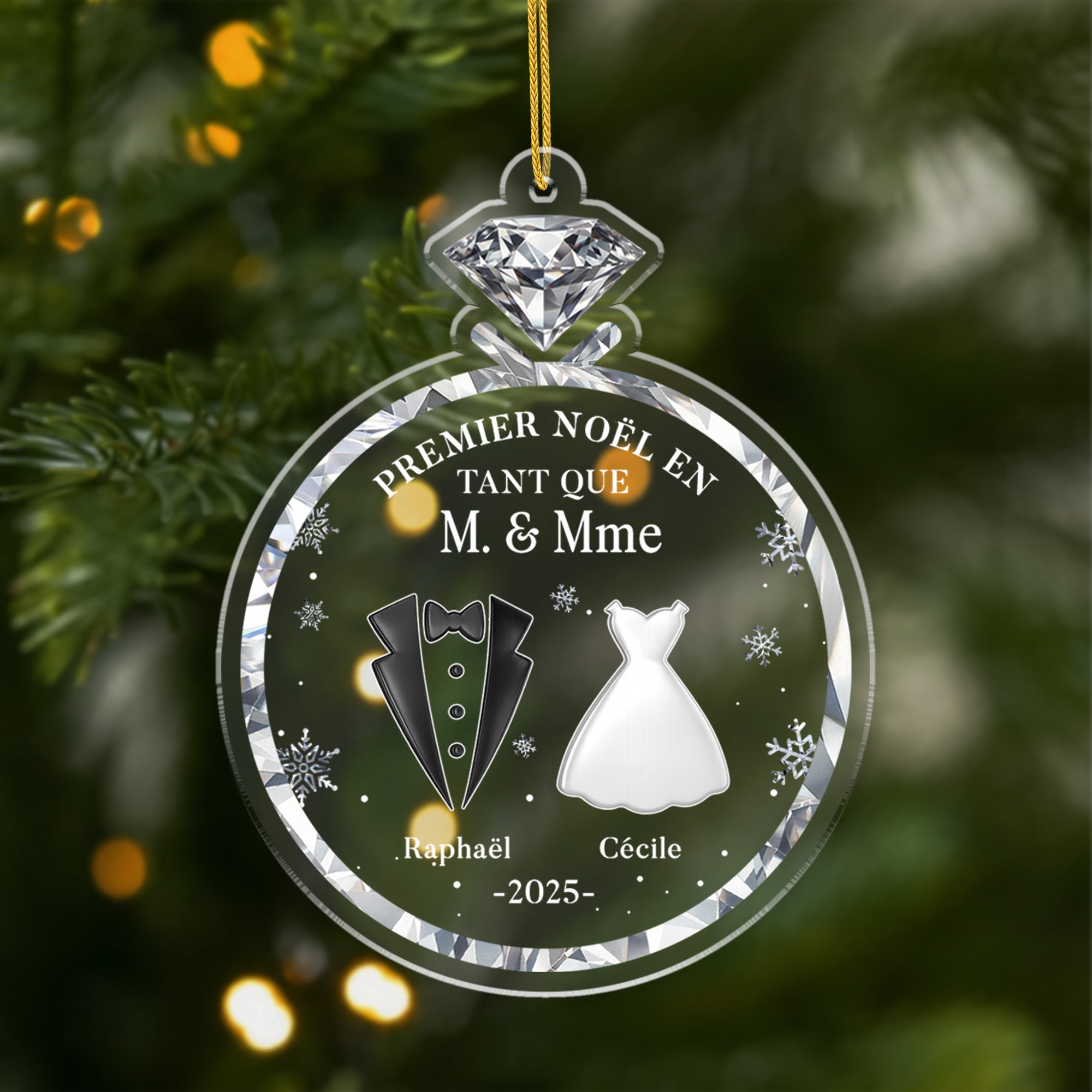 5845OFR1 ornement acrylique personnalise mariage une bague pour premier noel 5845o8qqg