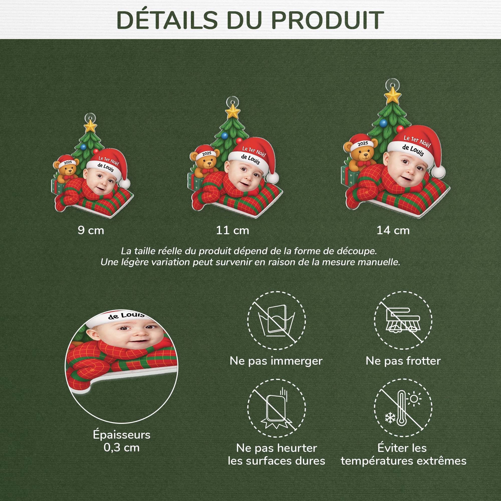 5853OFR3 effet dimpression 3d ornement noel acrylique personnalise avec photo mon premier noel 5853o8ltk