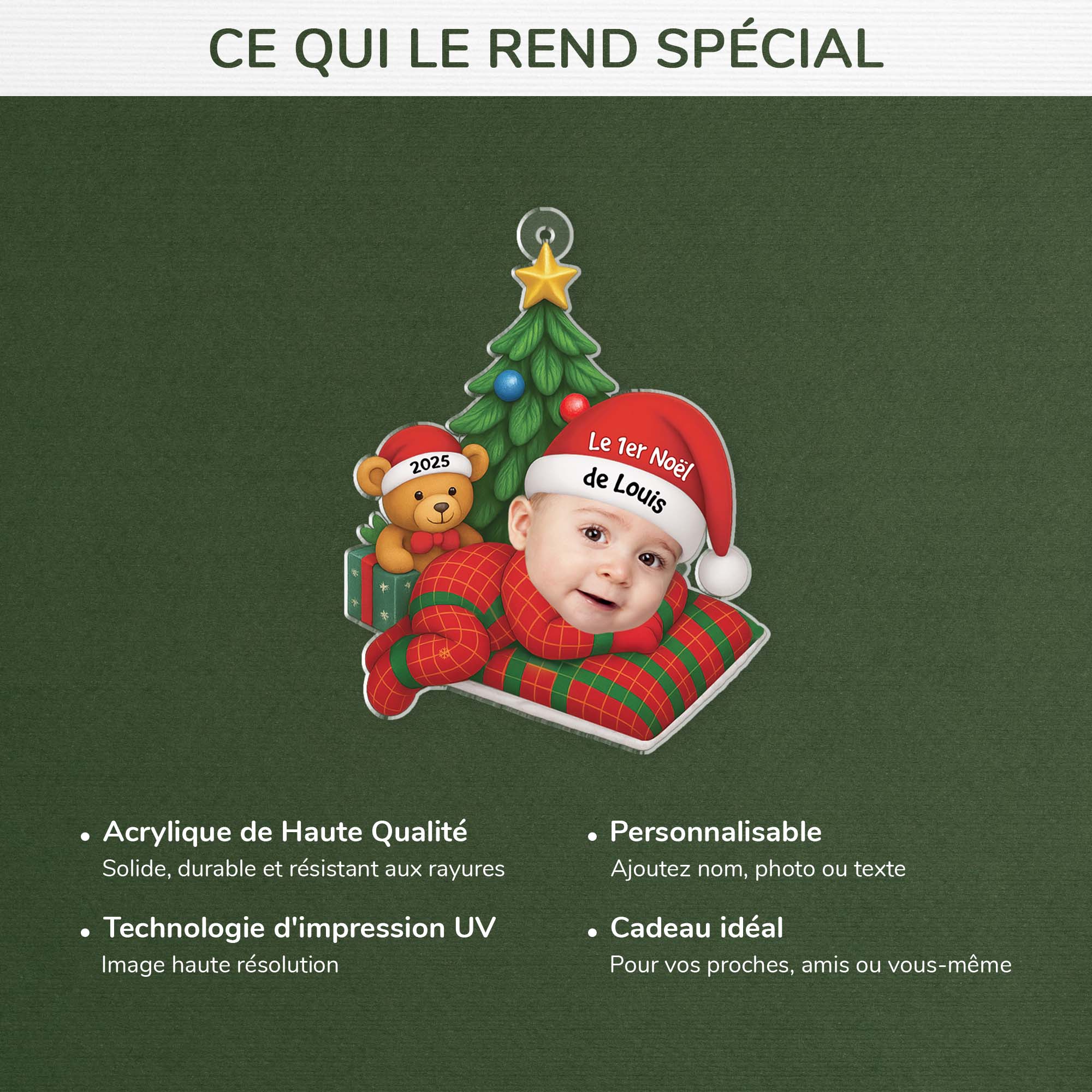 5853OFR4 effet dimpression 3d ornement noel acrylique personnalise avec photo mon premier noel 5853o8ltk