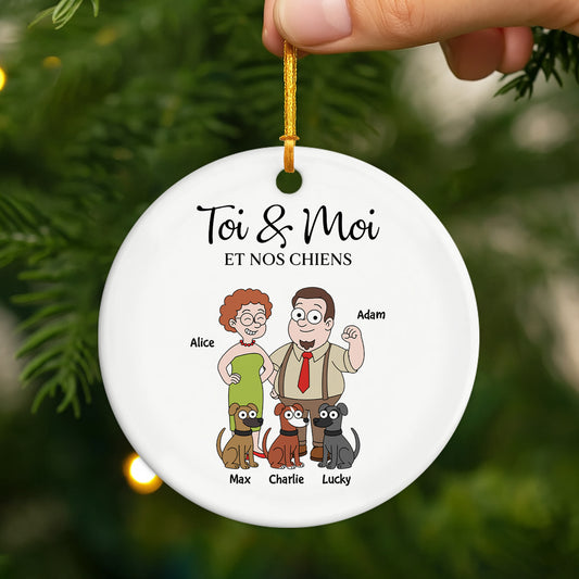 5854OFR2 ornement ceramique personnalise couple toi moi et le chien 5854okq7c
