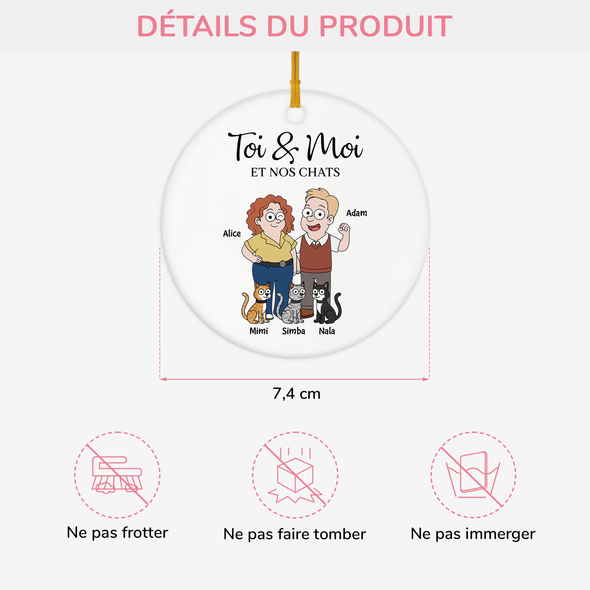5854OFR3 ornement ceramique personnalise couple toi moi et le chat 5854okq7d