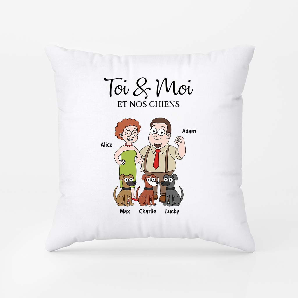 5854PFR2 coussin personnalise couple toi moi et le chien 5854pkq7c