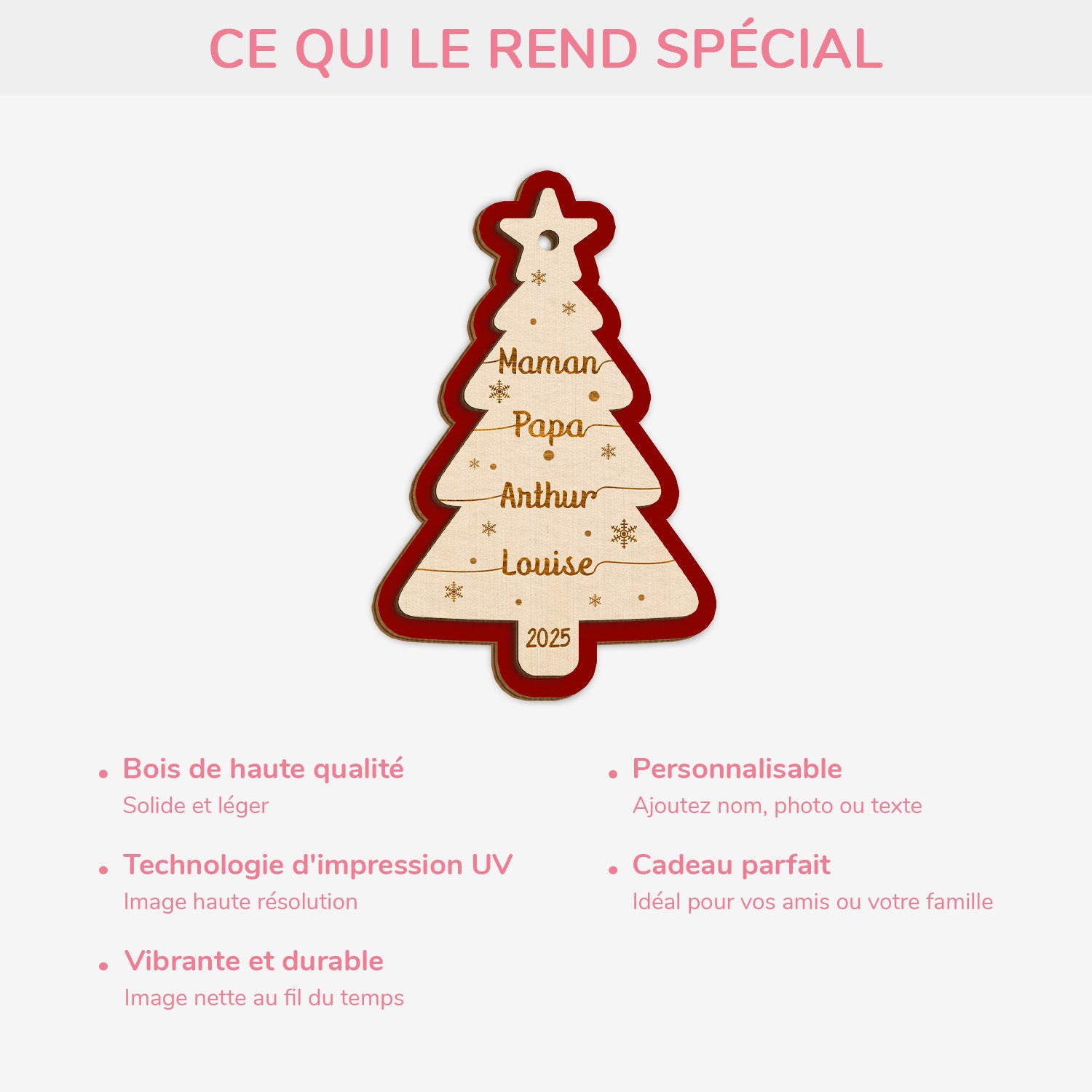 5858OFR4 ornement en bois a 2 couches personnalise famille sapin de noel avec prenom 5858okuti