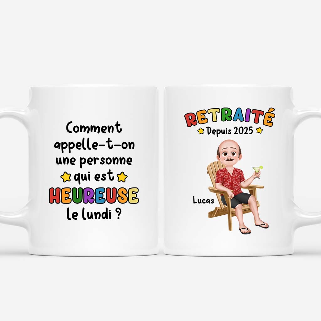 5871MFR1 mug personnalise retraite une personne heureuse le lundi 5871m3tna