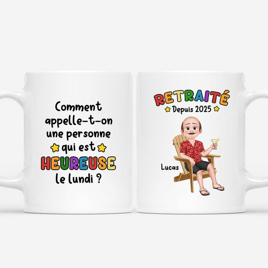 5871MFR1 mug personnalise retraite une personne heureuse le lundi 5871m3tna