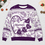 5879WFR2 pull de noel moche personnalise le grand coeur de mamie 5879wkmta