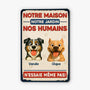 5881EFR2 plaque en metal personnalisee chien ma maison mes humains 5881e3pwc