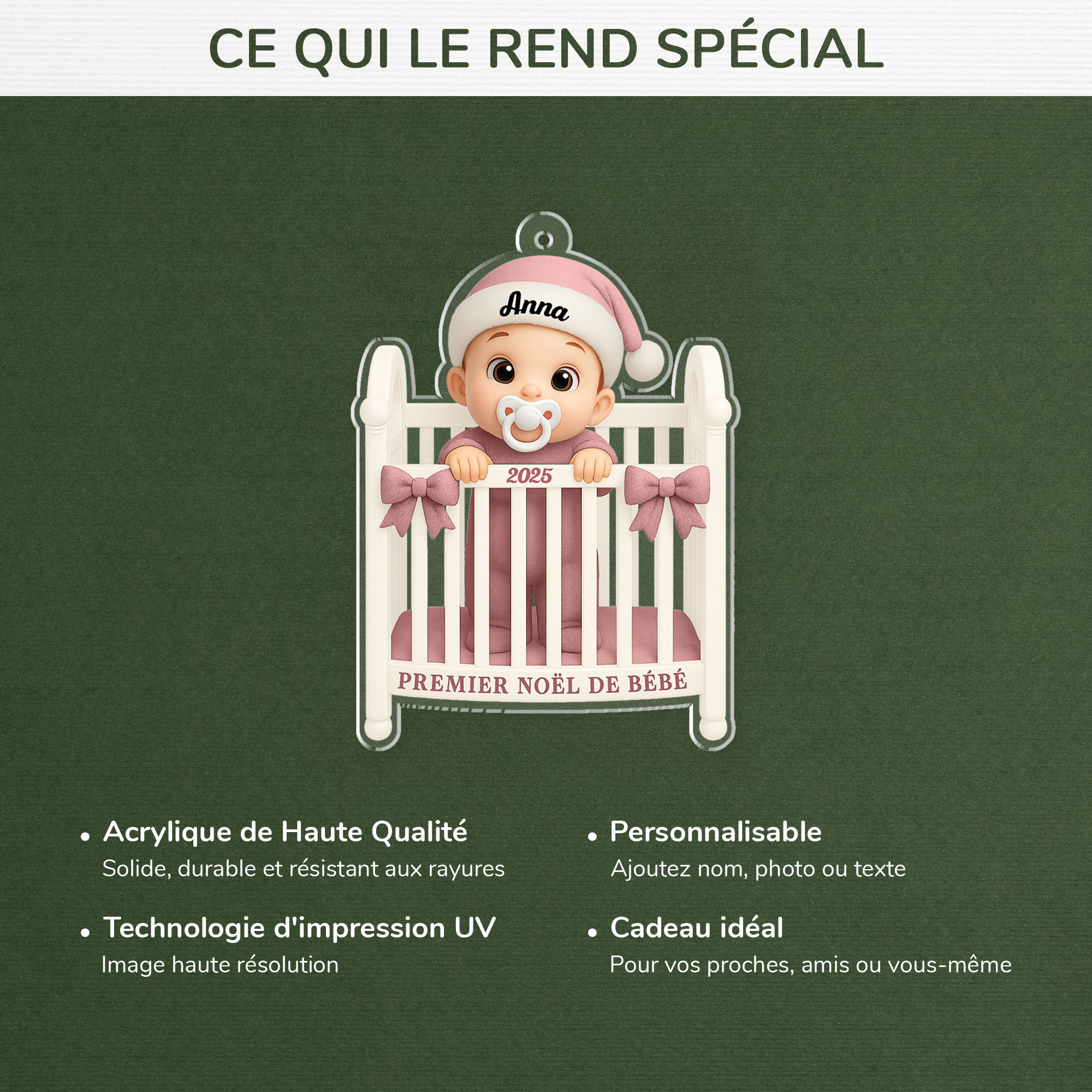 5890OFR4 effet dimpression 3d ornement acrylique personnalise premier noel bebe 5890o6lqk