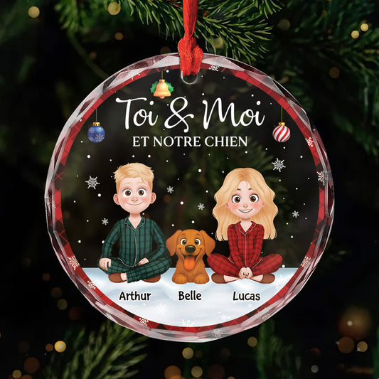 5896OFR1 ornement noel en verre personnalise couple toi moi et le chien 5896okv0c_531f7415 729b 4007 af30 642dc3556e40