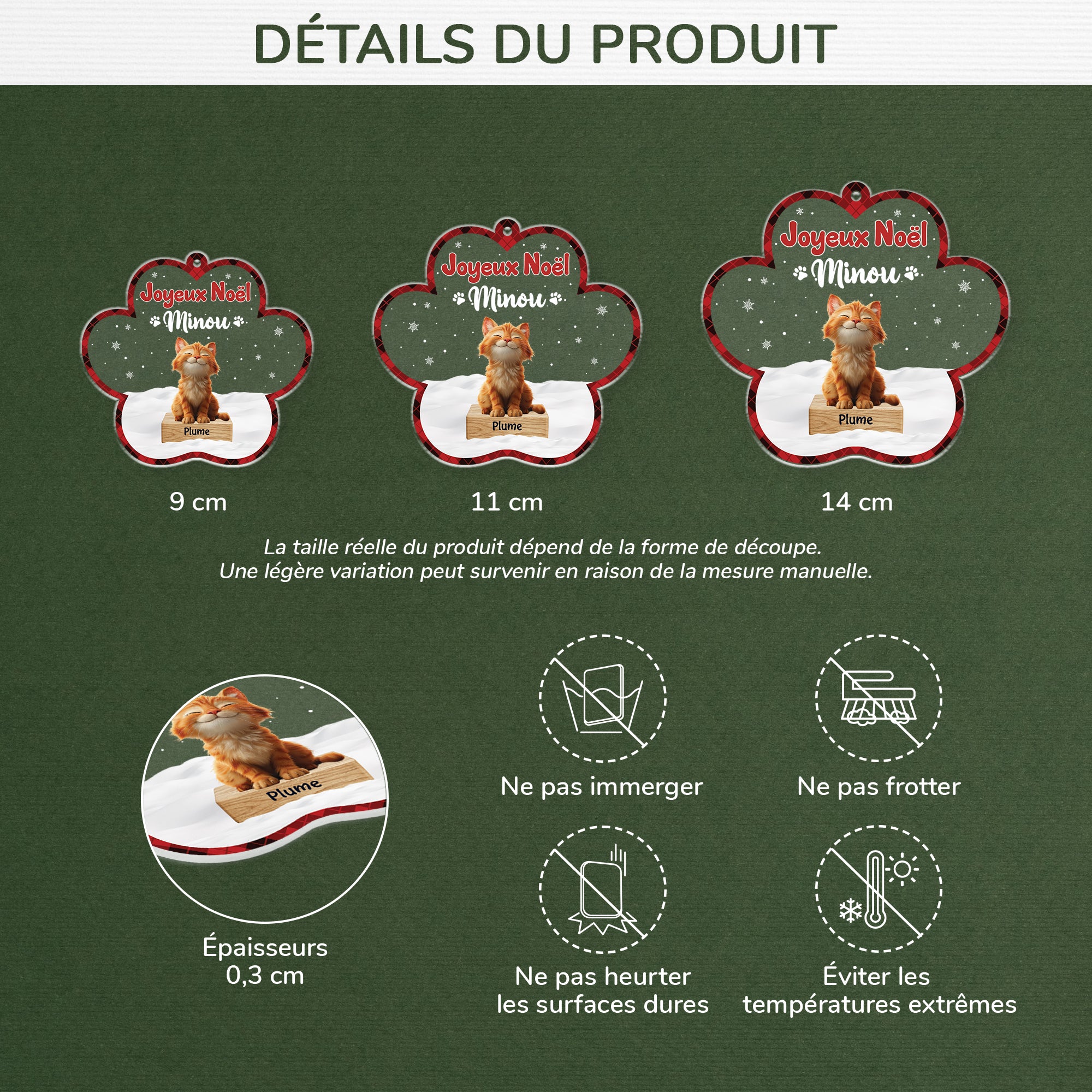 5897OFR3 ornement noel acrylique personnalise chat joyeux noel minou 5897okzzd