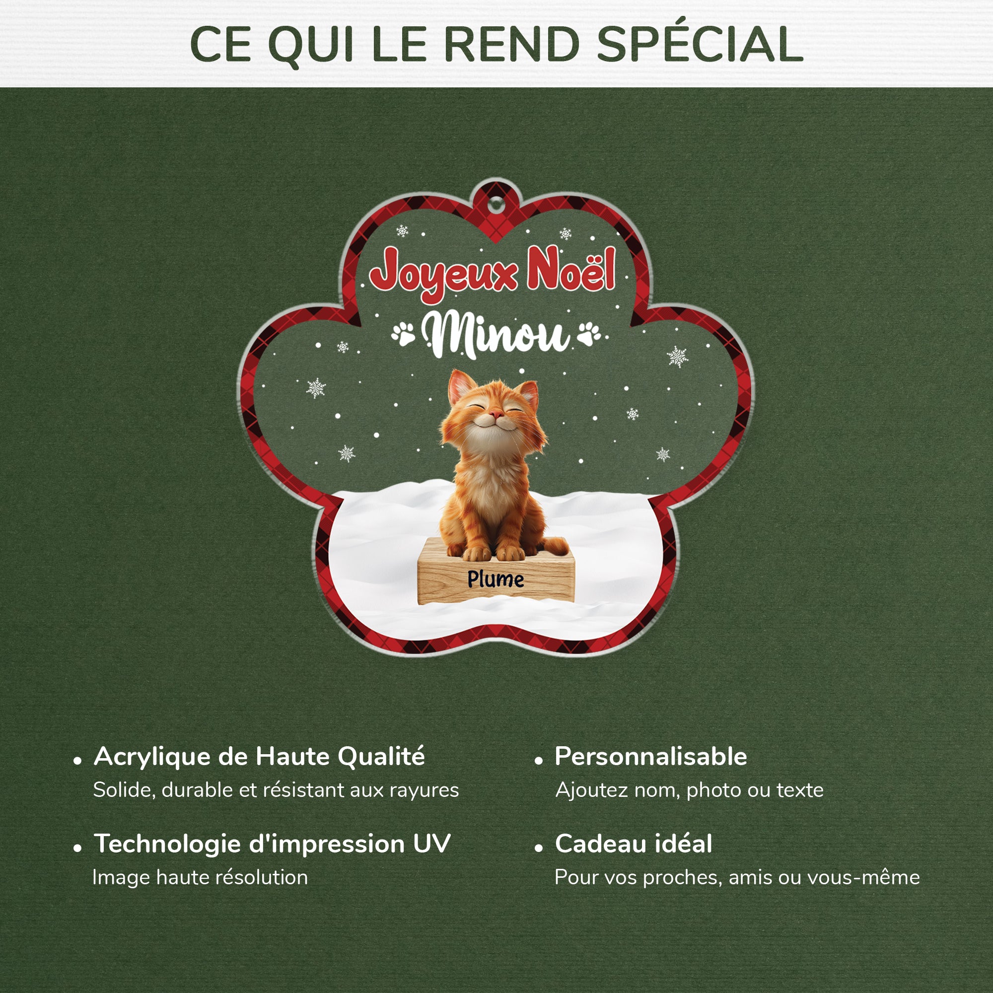 5897OFR4 ornement noel acrylique personnalise chat joyeux noel minou 5897okzzd