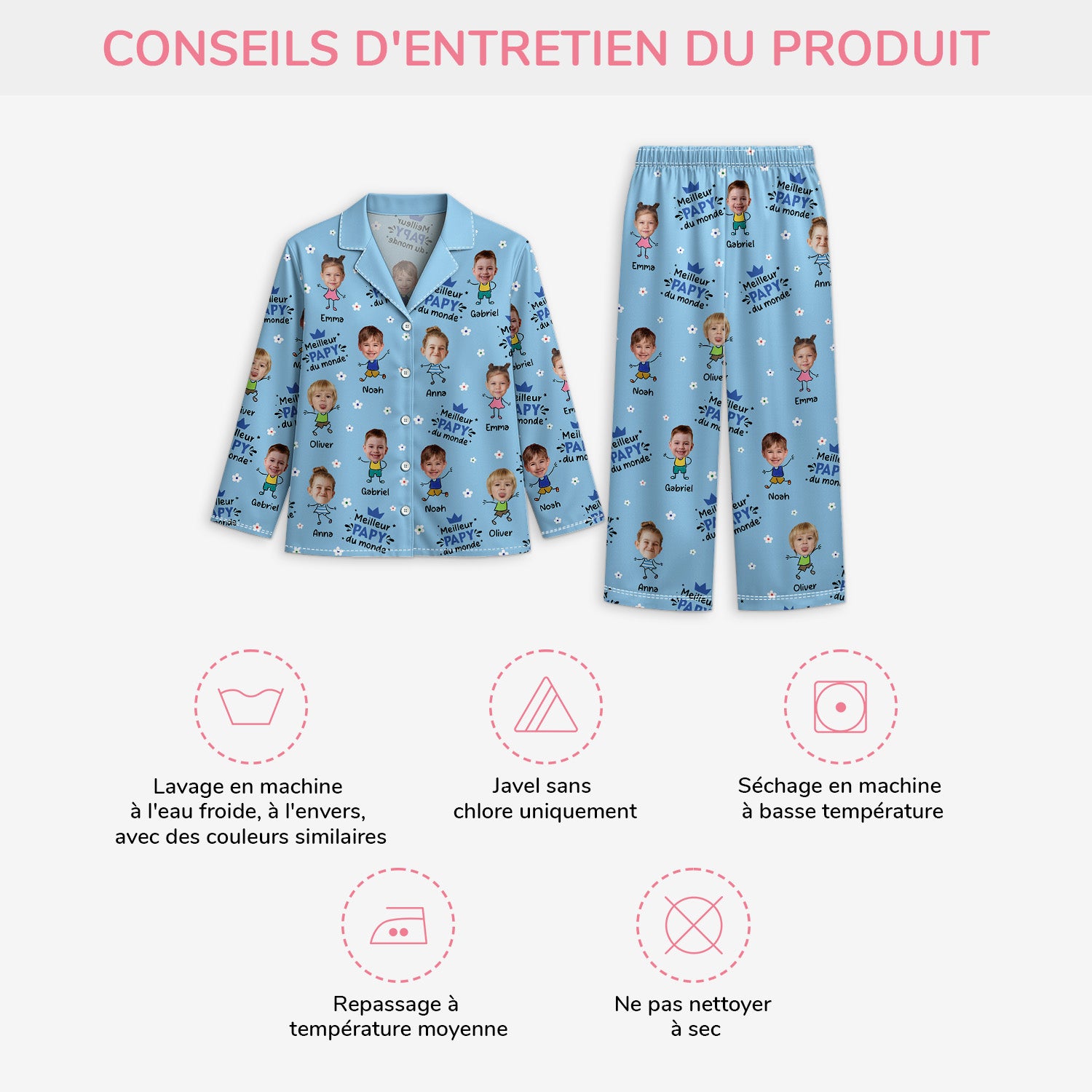 5898VFR4 pyjama personnalise avec photo meilleur papy 5898v8ymb