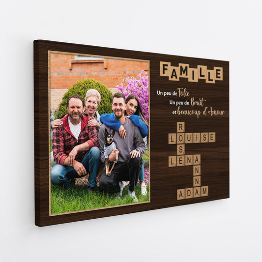 5904CFR2 toile personnalisee avec photo la famille avec mots croises 5904c3tqi