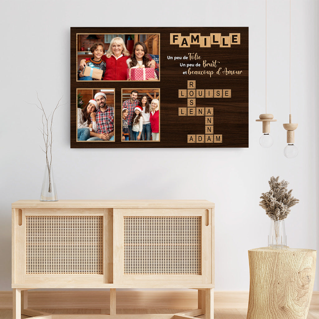 5904CFR3 toile personnalisee avec photo la famille avec mots croises 5904c3tqi