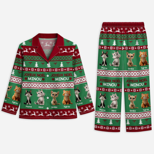 5906VFR1 pyjama personnalise chat joyeux noel minou 5906vkvad