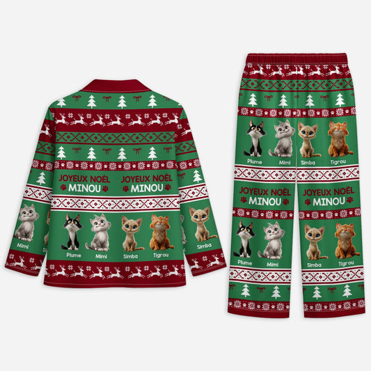 5906VFR2 pyjama personnalise chat joyeux noel minou 5906vkvad