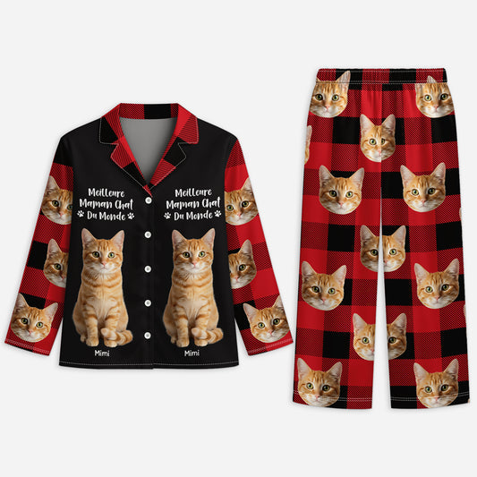 5914VFR1 pyjama personnalise avec photo meilleure maman chat 5914vthcd