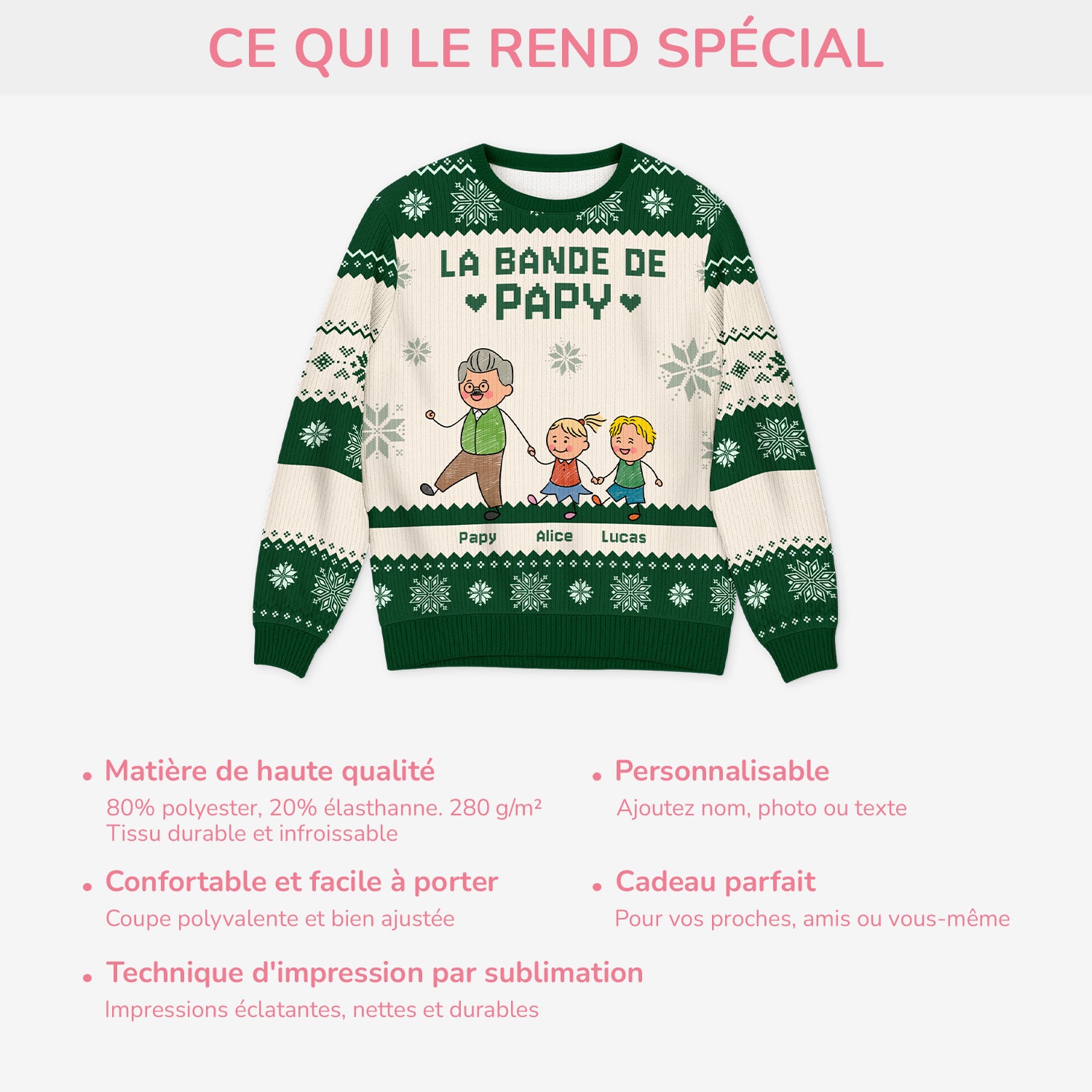 5919WFR5 pull de noel moche personnalise la bande a papy 5919wkmnb