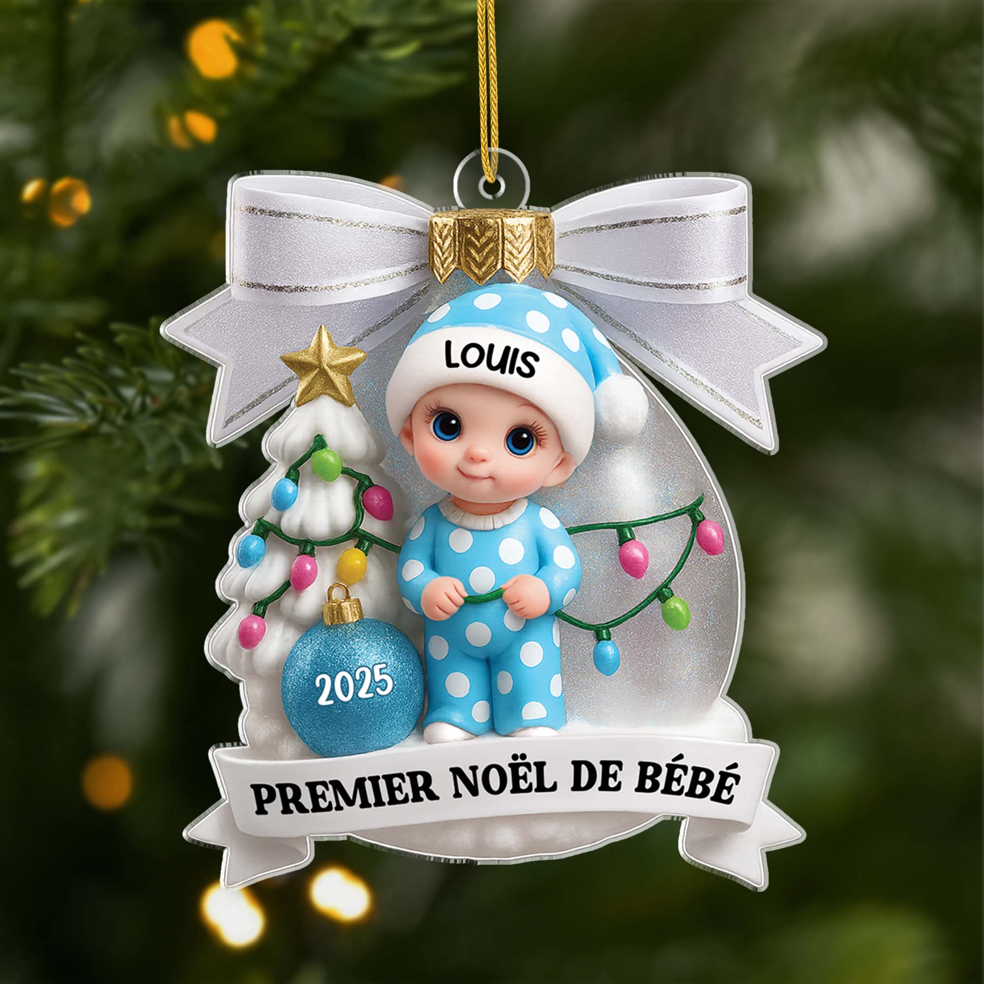 5921OFR1 effet dimpression 3d ornement acrylique personnalise mon bebe premier noel 5921o8htk
