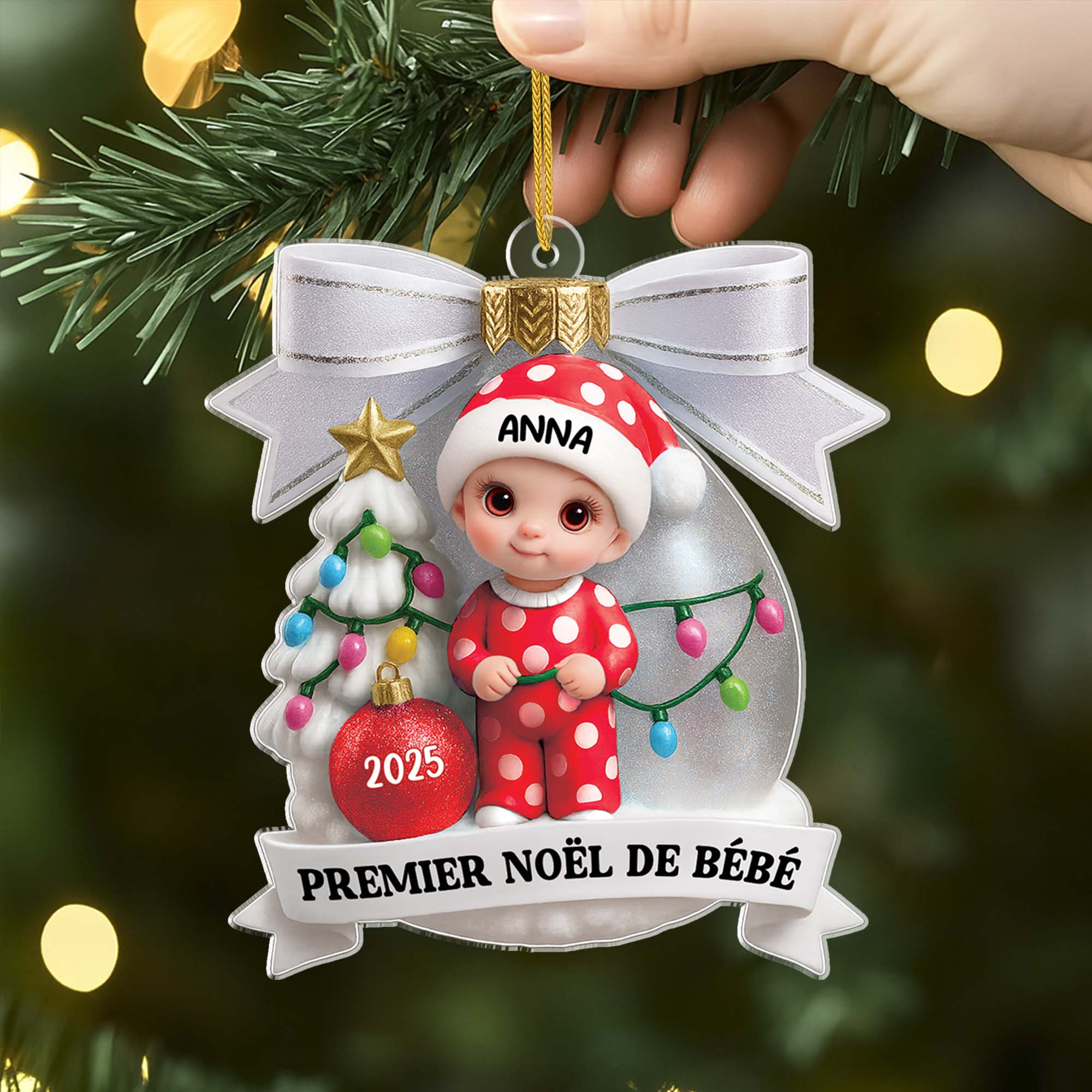 5921OFR2 effet dimpression 3d ornement acrylique personnalise mon bebe premier noel 5921o8htk