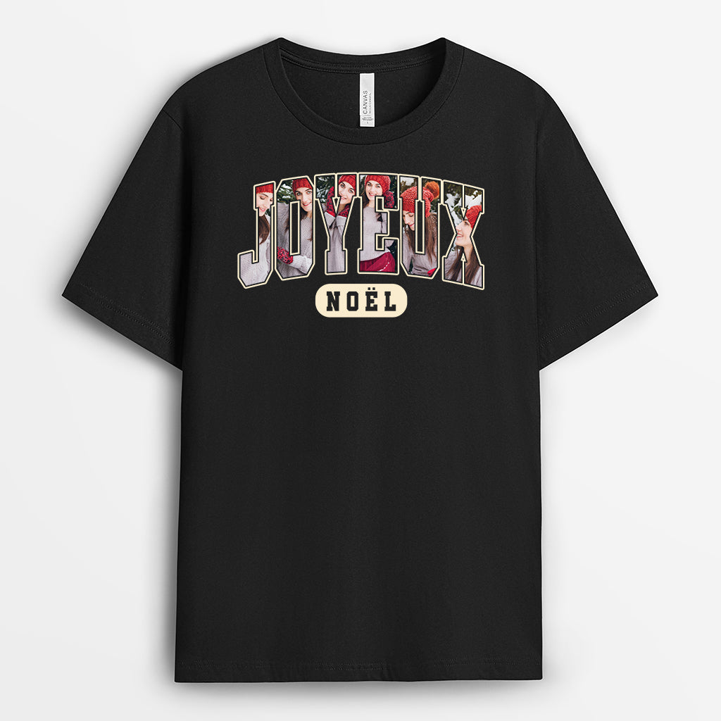 5923AFR1 t shirt personnalise famille avec photo joyeux noel 5923attzi