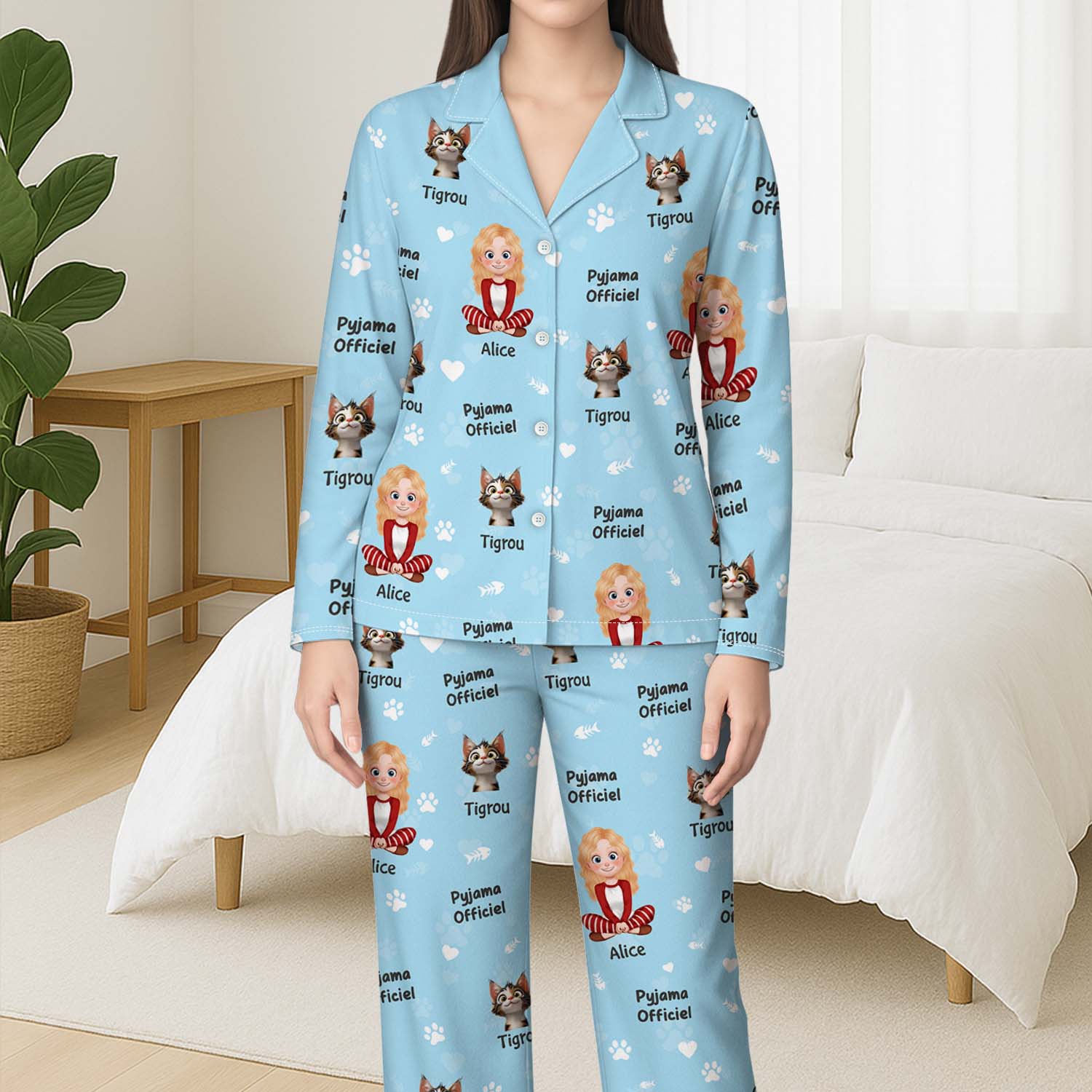 5924VFR3 pyjama personnalise pyjama officiel avec chat 5924v3ynd