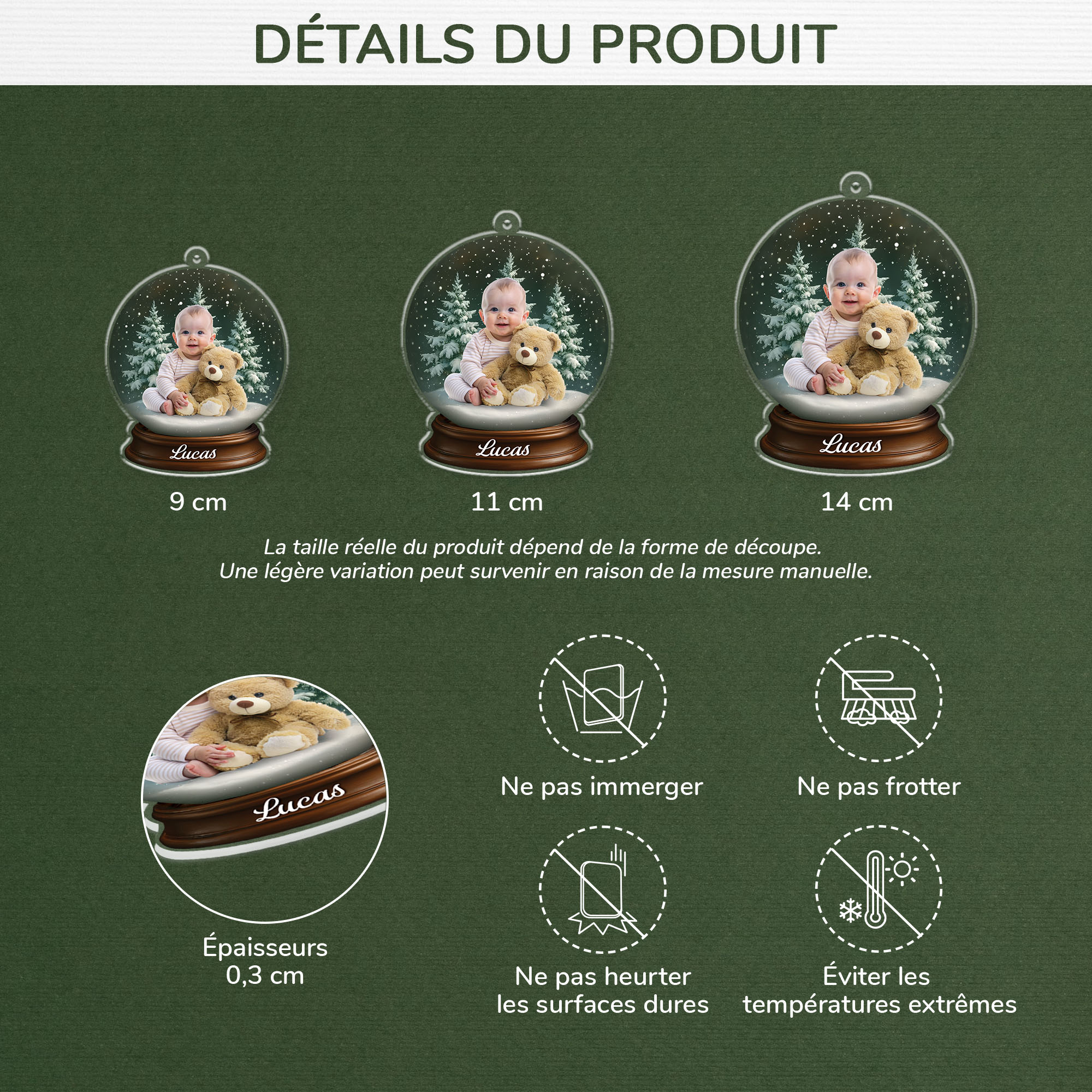 5942OFR3 effet dimpression 3d ornement acrylique personnalise enfant avec photo mon boule a neige 5942o3qqk