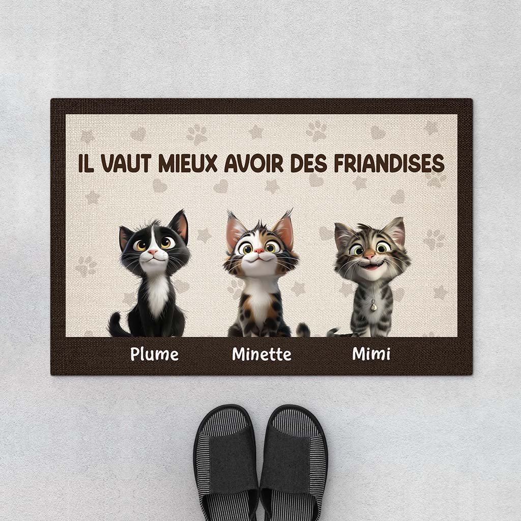 5944DFR1 paillasson chat personnalise il vaut mieux avoir une friandise 5944dkqtd