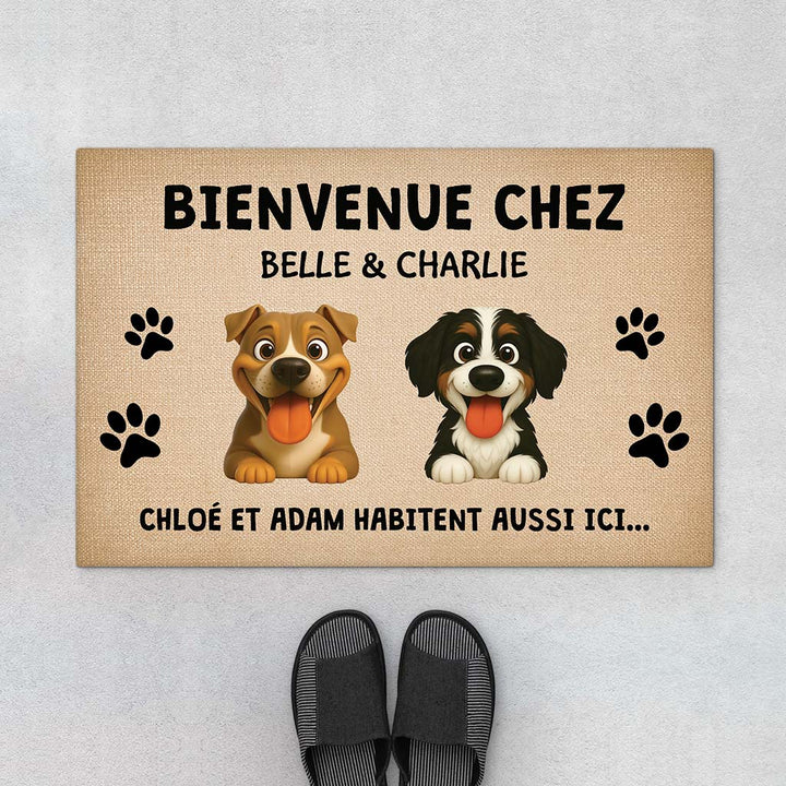 Aimer Les Chiens - Paillasson Personnalisé Chien À Forme Originale