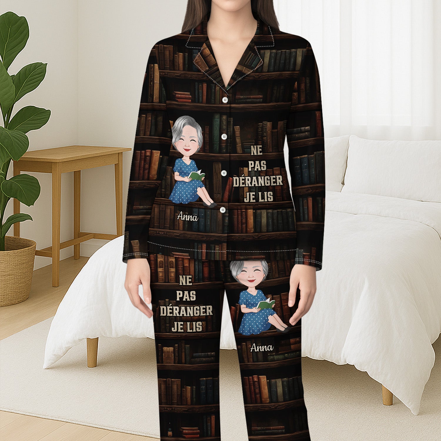 5949VFR3 pyjama personnalise juste une fille qui aime les livres 5949v8qta