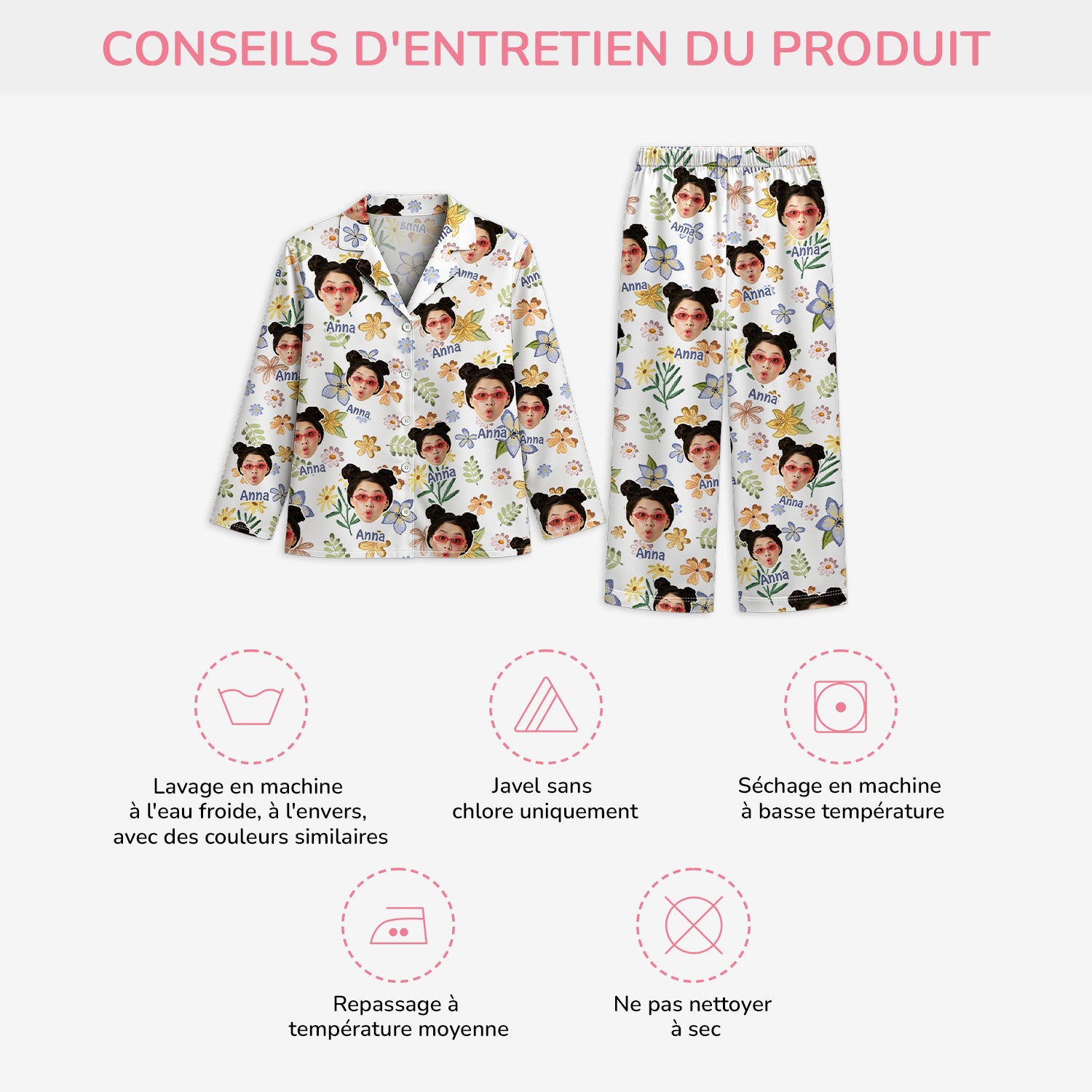5951VFR4 pyjama fleuri personnalise ma belle 5951vkqna