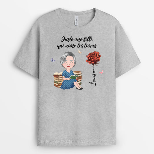 5952AFR2 t shirt personnalise pour les amoureux des livres chut je lis 5952ablca