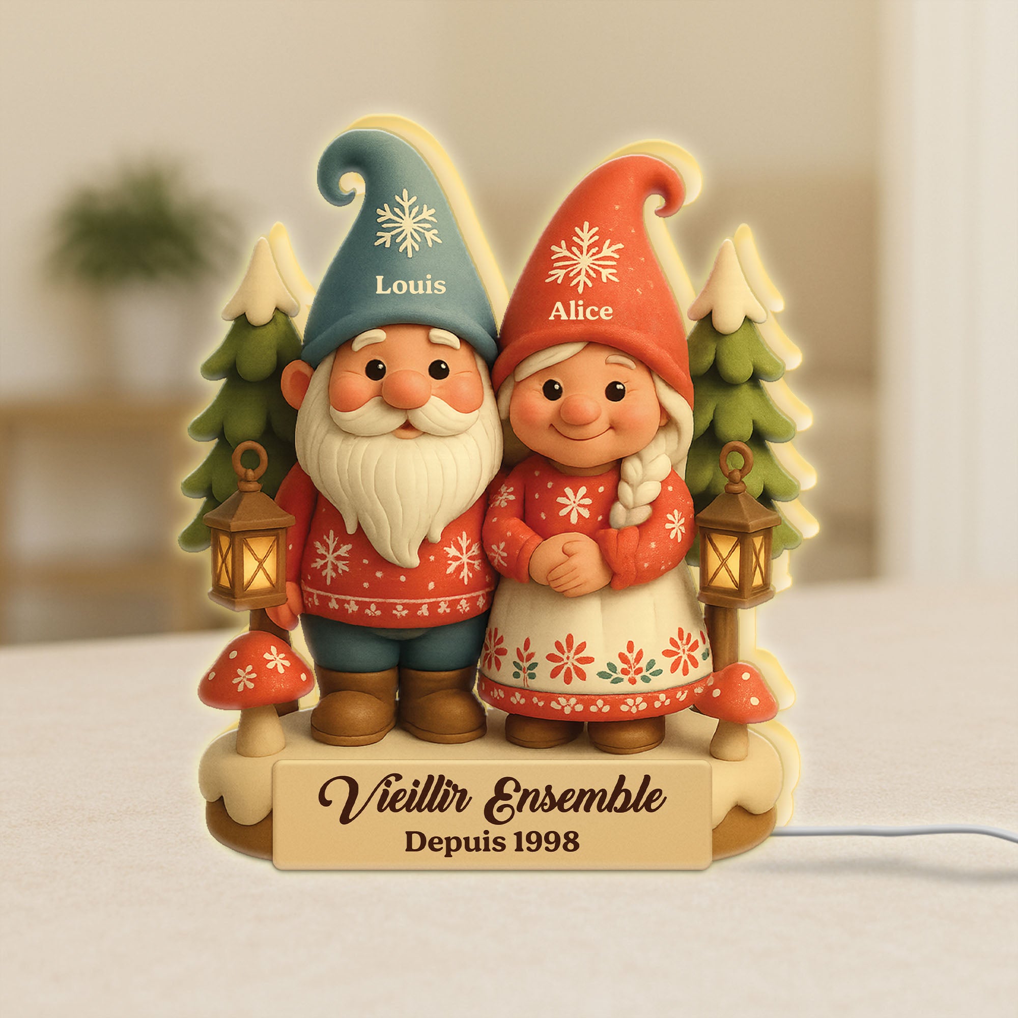 5953LFR1 effet dimpression 3d lightbox personnalisable de noel couple vieillir ensemble 5953lkv5g