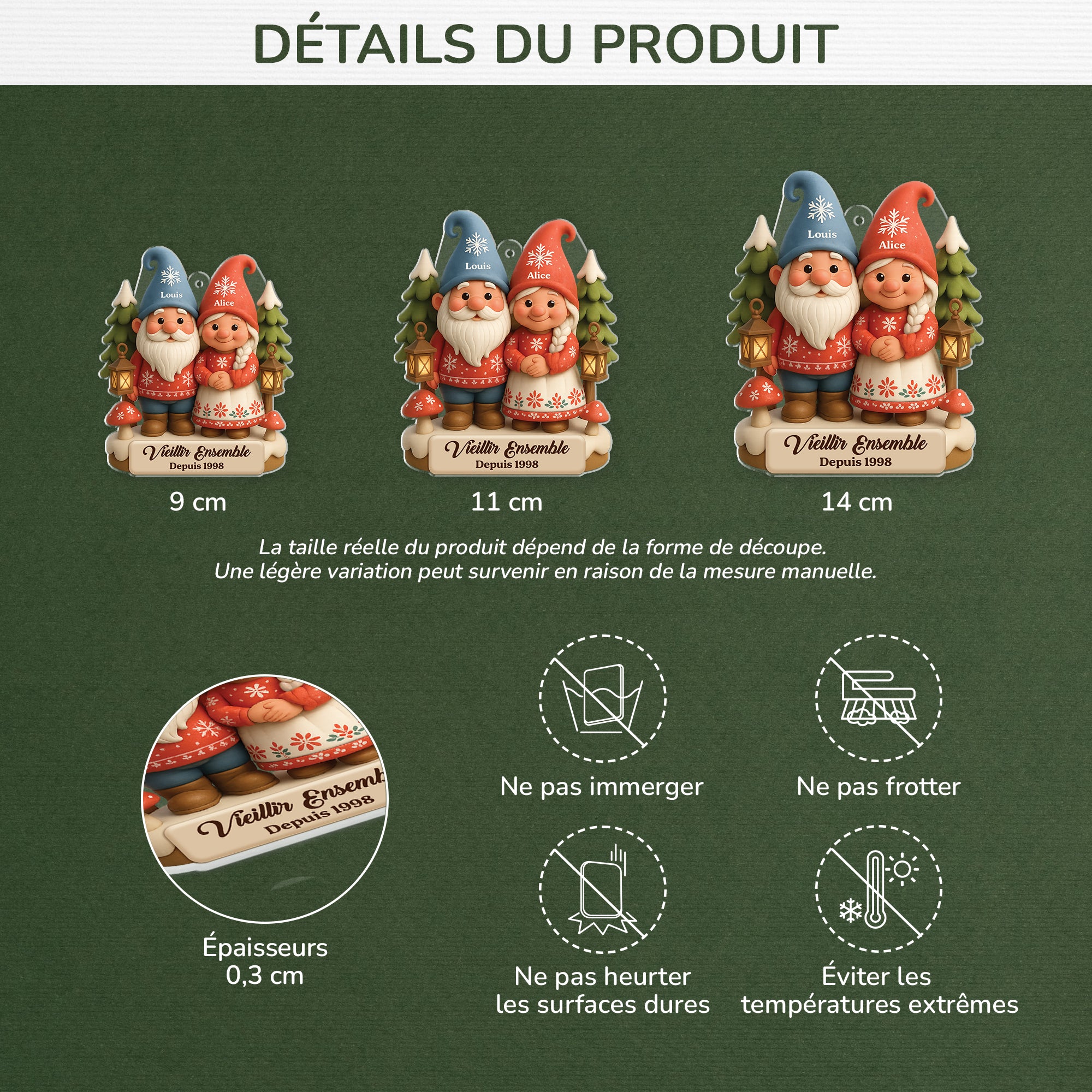 5953OFR3 effet dimpression 3d ornement acrylique personnalise couple vieillir ensemble 5953okvng