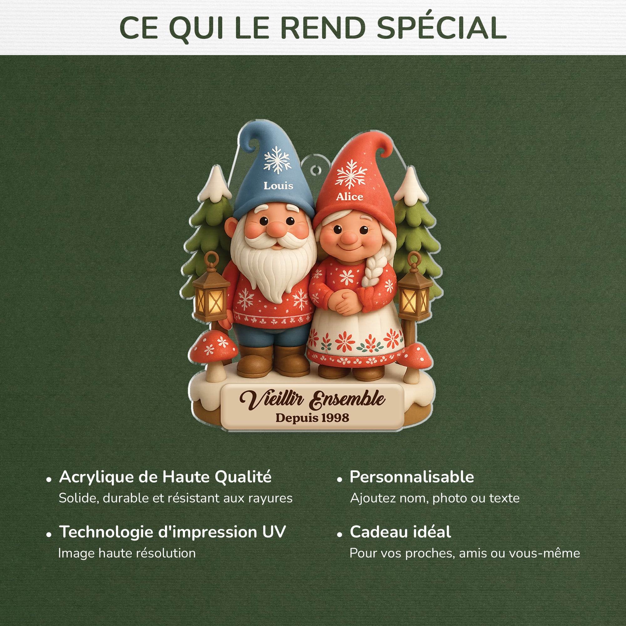 5953OFR4 effet dimpression 3d ornement acrylique personnalise couple vieillir ensemble 5953okvng