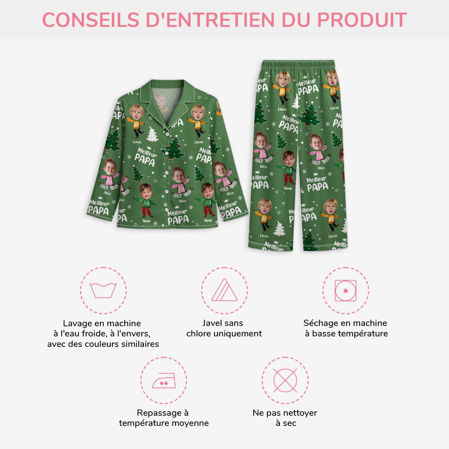 5955VFR4 pyjama noel personnalise meilleur papy 5955v8yzb