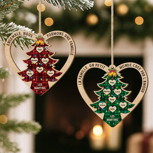 5961OFR2 ornement noel en bois a 1 couche personnalise ensemble nous formons une famille 5961oktmi
