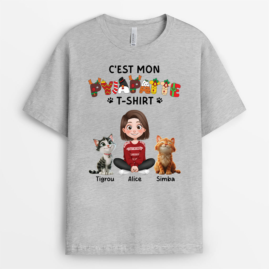 5975AFR2 pyjama personnalise avec chat le t shirt de pyjama 5975atvmd