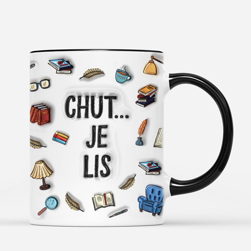 5977MFR3 effet dimpression 3d mug personnalise pour femme et homme qui aiment les livres chut je lis 5977m8maa
