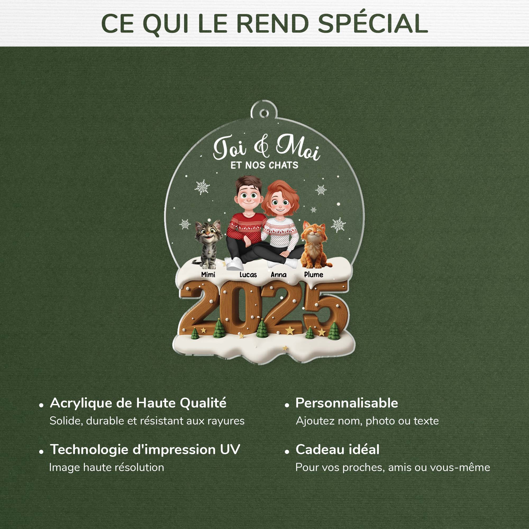 5979OFR4 effet dimpression 3d ornement acrylique personnalise pour couple toi moi et le chat 5979o8mtd
