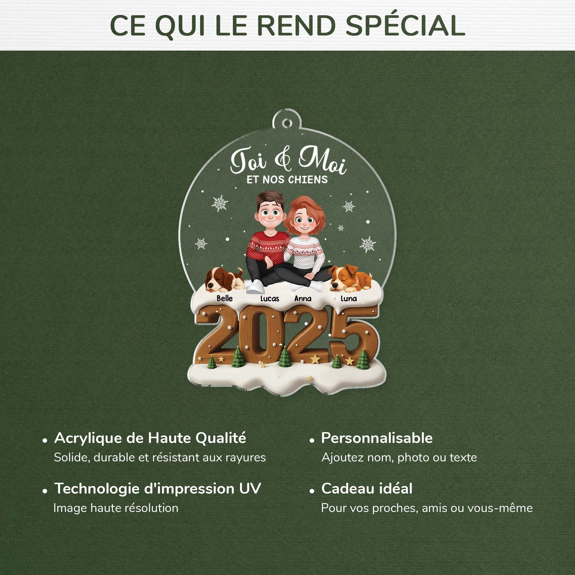 5979OFR4 effet dimpression 3d ornement acrylique personnalise pour couple toi moi et le chien 5979o8mtc